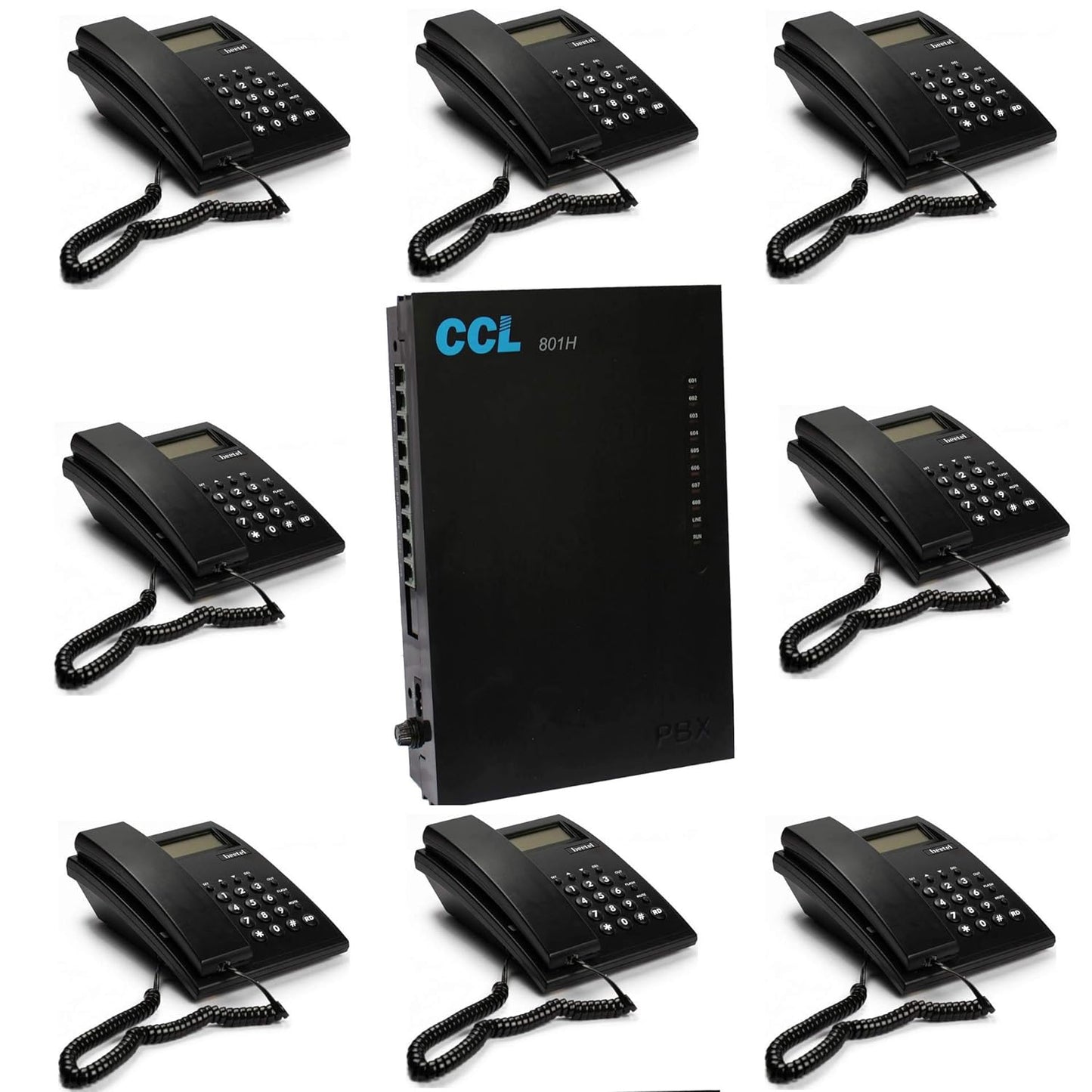 Copper Connection & Beetel EPABX 108H Intercom System CLI (Caller ID) with x8 Beetel C51 Landline Set