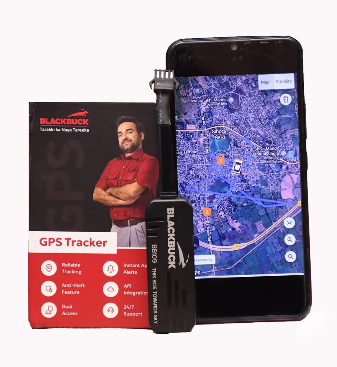 BLACKBUCK GPS Tracker for Cars, Bikes, Trucks, 1 Year Pre-Recharge, 1 Year Warranty, Remote Engine Lock, Over-Speeding Alerts, Geo-Fence Alert, Android & iOS App