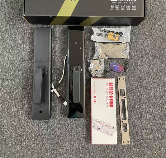 FPLK-10 Smart Wooden Handle Door Lock with 5-Way Unlocking | Fingerprint | Pincode | Mobile App| Mechanical Key | OTP Access |Stainless Steel Mortise