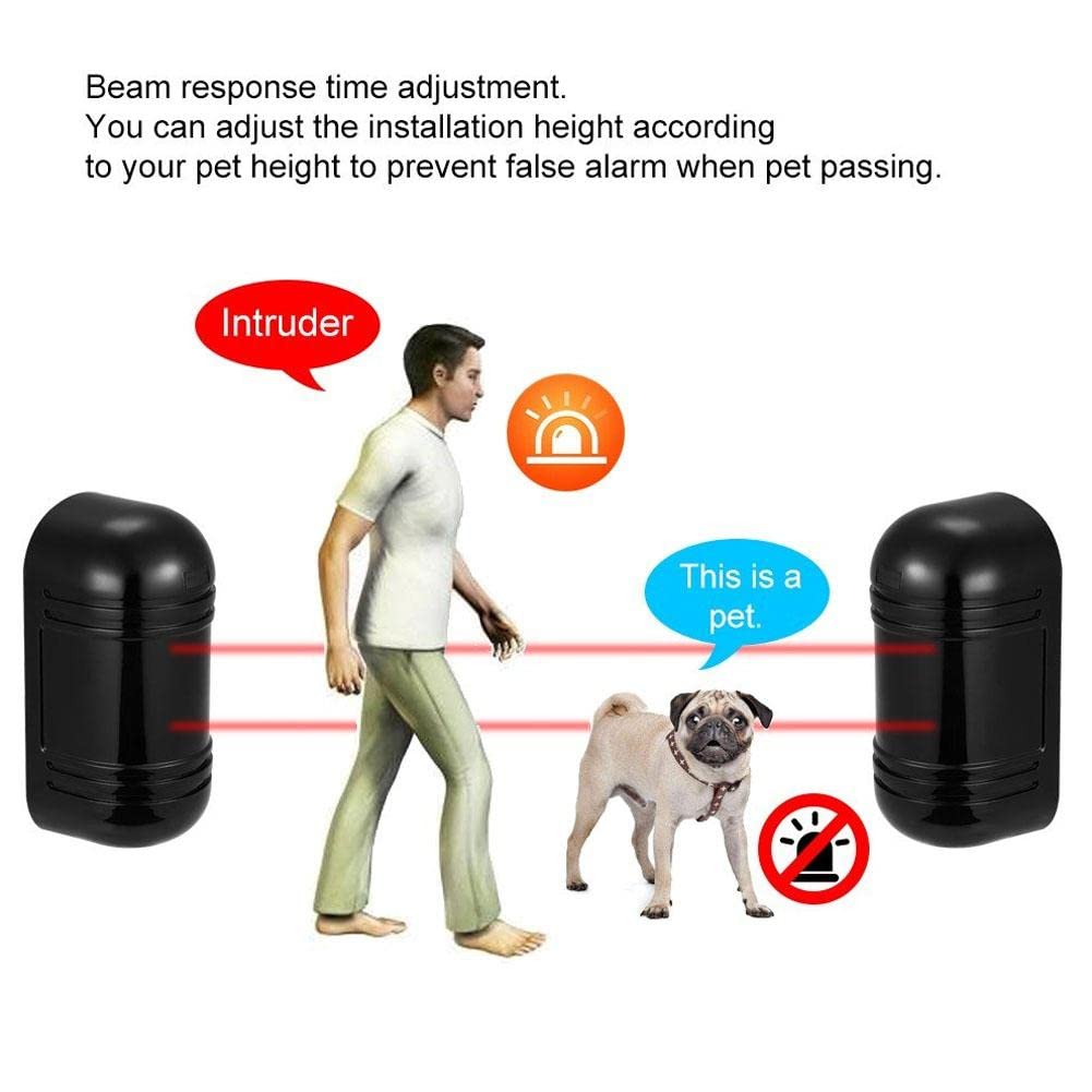 Combo-CN100 Dual Beam Sensor 100 Meter with Timer PCB, 12V Black Siren, Remote Receiver with 2 remotes and 12v 5 amp Power Supply (Security System Not Required)