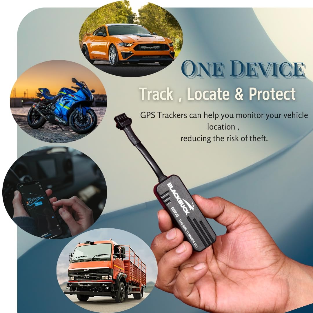 BLACKBUCK GPS Tracker for Cars, Bikes, Trucks, 1 Year Pre-Recharge, 1 Year Warranty, Remote Engine Lock, Over-Speeding Alerts, Geo-Fence Alert, Android & iOS App