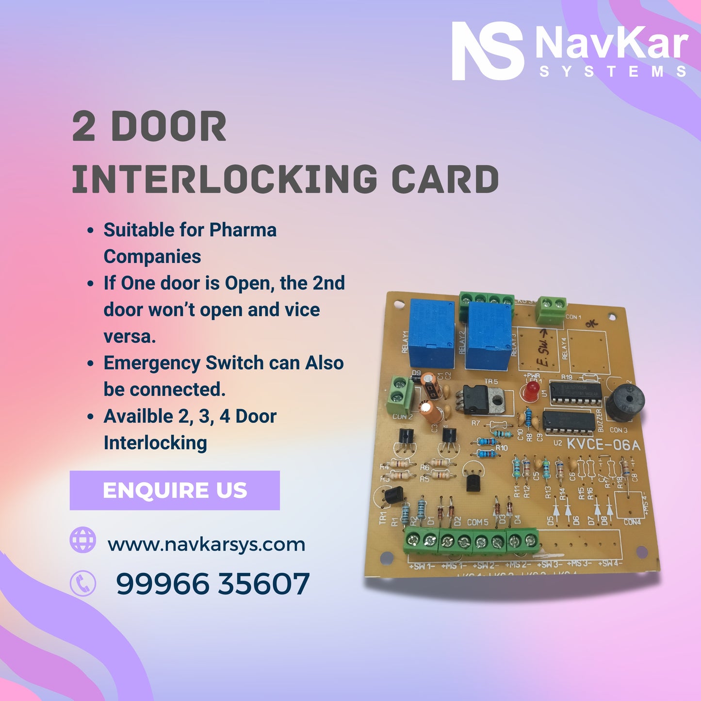 Combo-CN168 Two Door Interlocking Controller 1 Nos with EM Lock 600 Lbs Feedback 2 Nos Exit Button 4 pc & 12v 5 Amp Power Supply