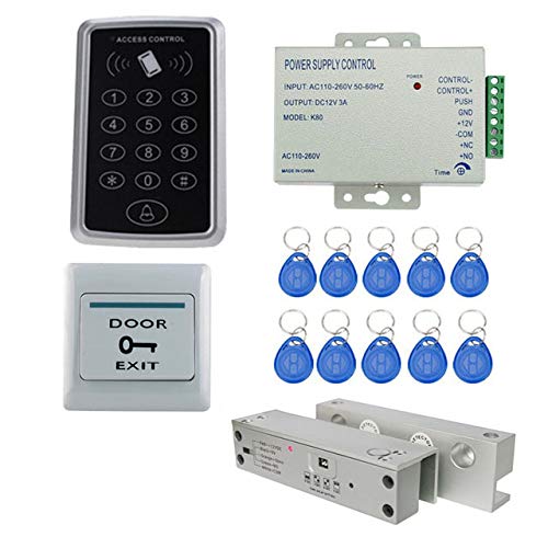 NAVKAR SYSTEMS RFID Pin Access Control System, Fully Frameless Glass Door Lock, K80 Supply, PVC Button, Keychain Tag 10 Nos for Toughened Glass Door with Glass Frame