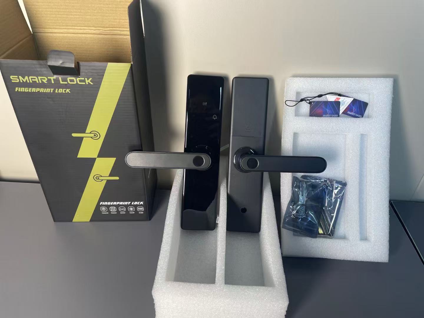 FPLK-10 Smart Wooden Handle Door Lock with 5-Way Unlocking | Fingerprint | Pincode | Mobile App| Mechanical Key | OTP Access |Stainless Steel Mortise