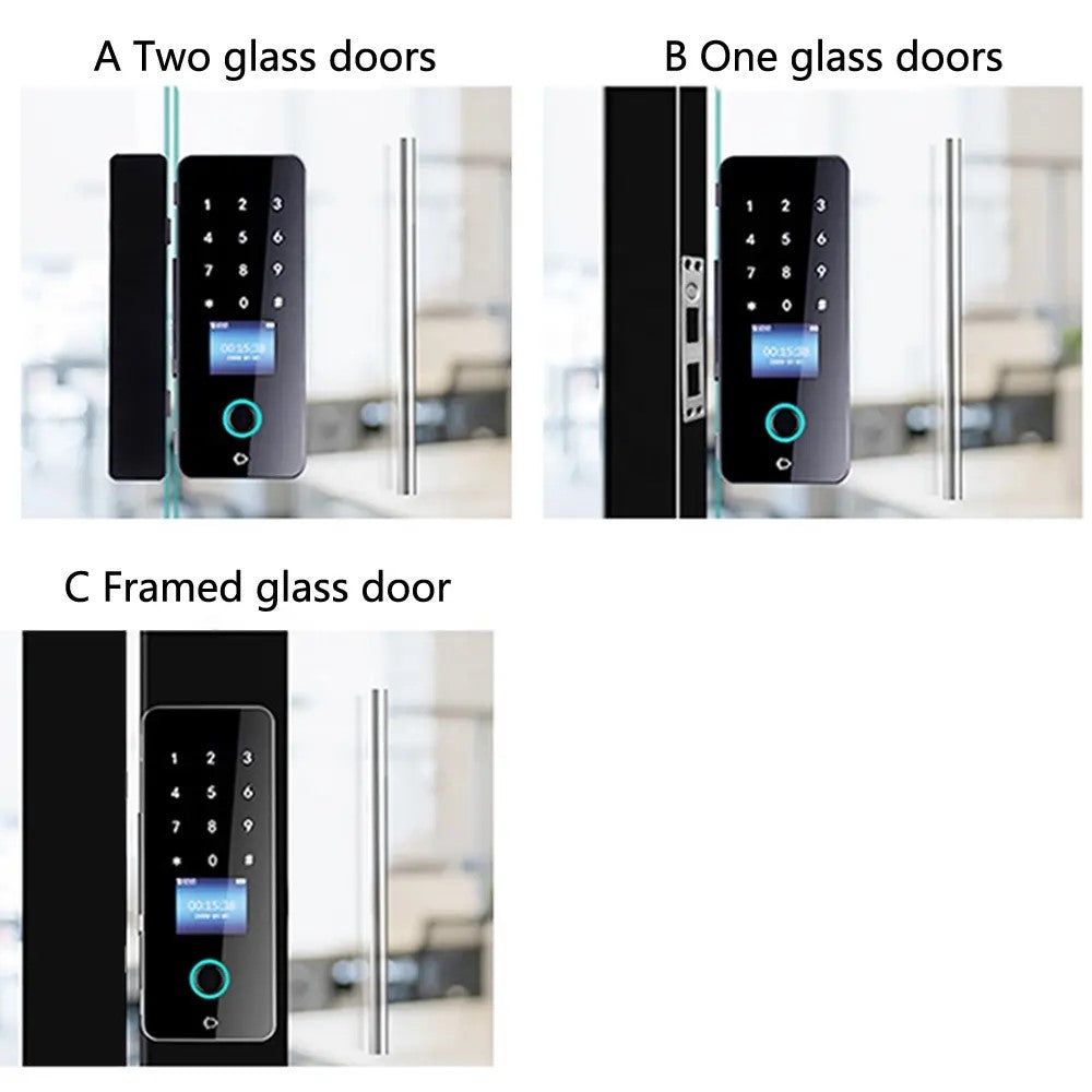 FPGL-01 Fingerprint Card Pin Key Remote App Glass Door Lock Battery Operated with Passive Mode