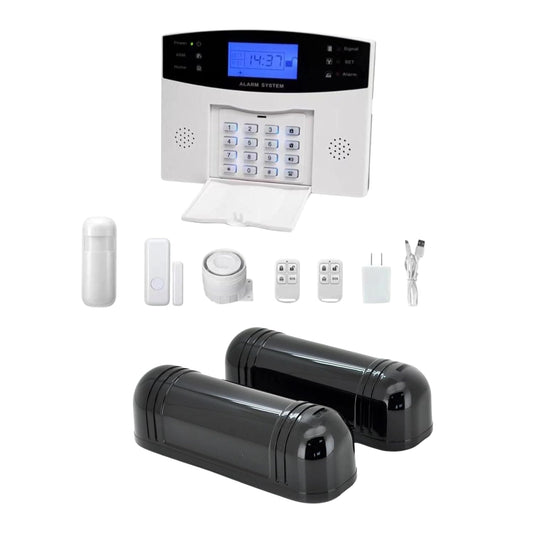 Combo-CN25 ACJ-400 Keypad Security Alarm Panel with ABT-250 Wired Tri Beam Photoelectric Infrared Sensor Barrier Detector 250M