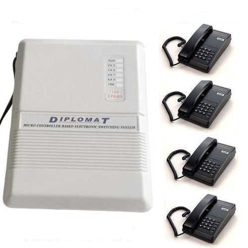 Combo-CN128 Diplomat EPABX 104 Intercom System and 4 Beetel Phone set