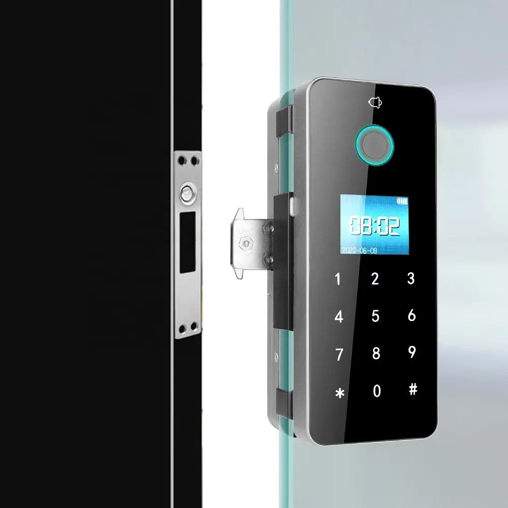 FPGL-01 Fingerprint Card Pin Key Remote App Glass Door Lock Battery Operated with Passive Mode