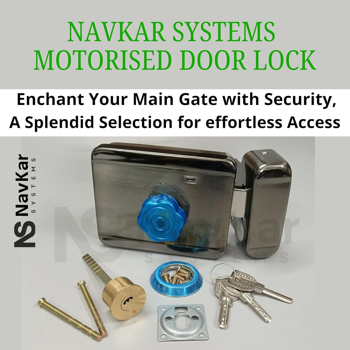 Combo-CN91 Motorised Electric Door Lock for Wooden & Metal Doors with 3 Keys with WiFi Controller with 3 remotes and 12V 3A Power Supply | Stainless Steel | Motorised Technology