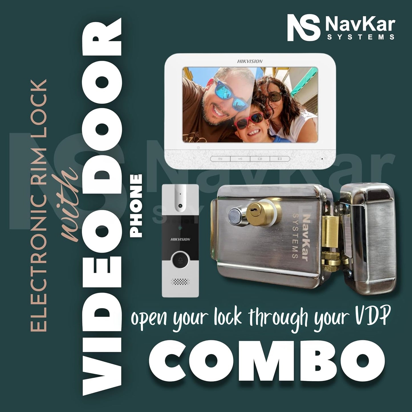 Combo-CN221 Electronic Door Lock+ WiFi Power Supply + 3 Remotes with Video Door Phone (VDP DS-KIS204 7-inch)