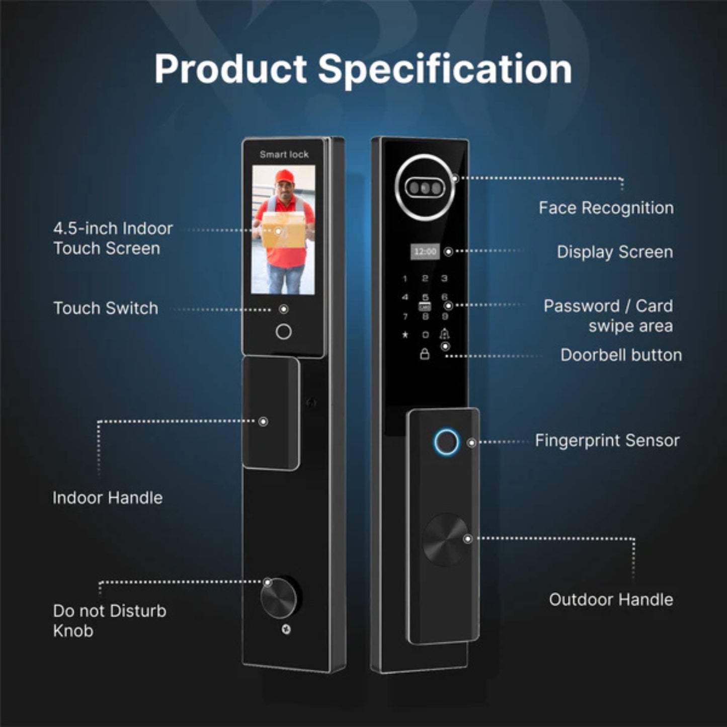 FVD-61 Waterproof Anti-Theft High Recognition Fingerprint Password Screen Tuya Home Apartment Smart Lock Keyless