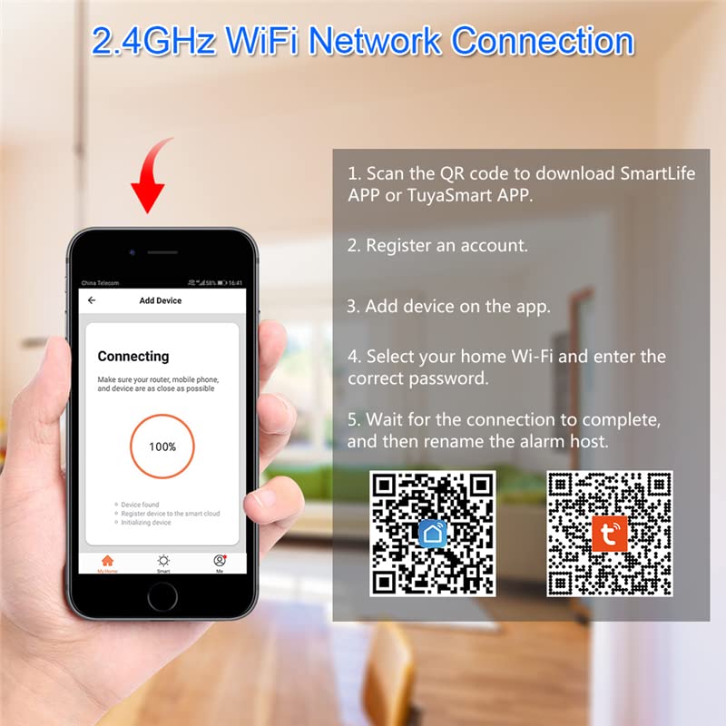 ACJ-402 Wireless Full Home Security Smart Alarm System | Wireless Door/Window Open Alarm, PIR Motion Sensor with RFID & Remote Control | SMS/Phone Alert and User Password Protection