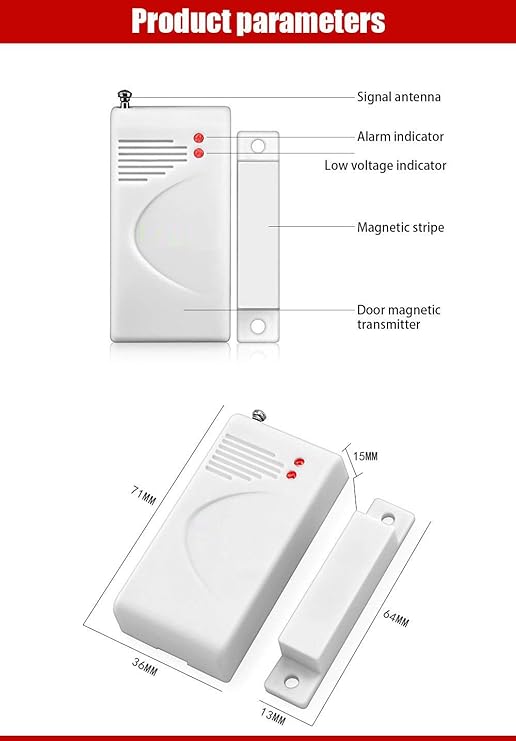 NavKar SYSTEMS 433MHz Wireless Door/Window Magnetic Sensor for GSM Home Security Alarm Systems