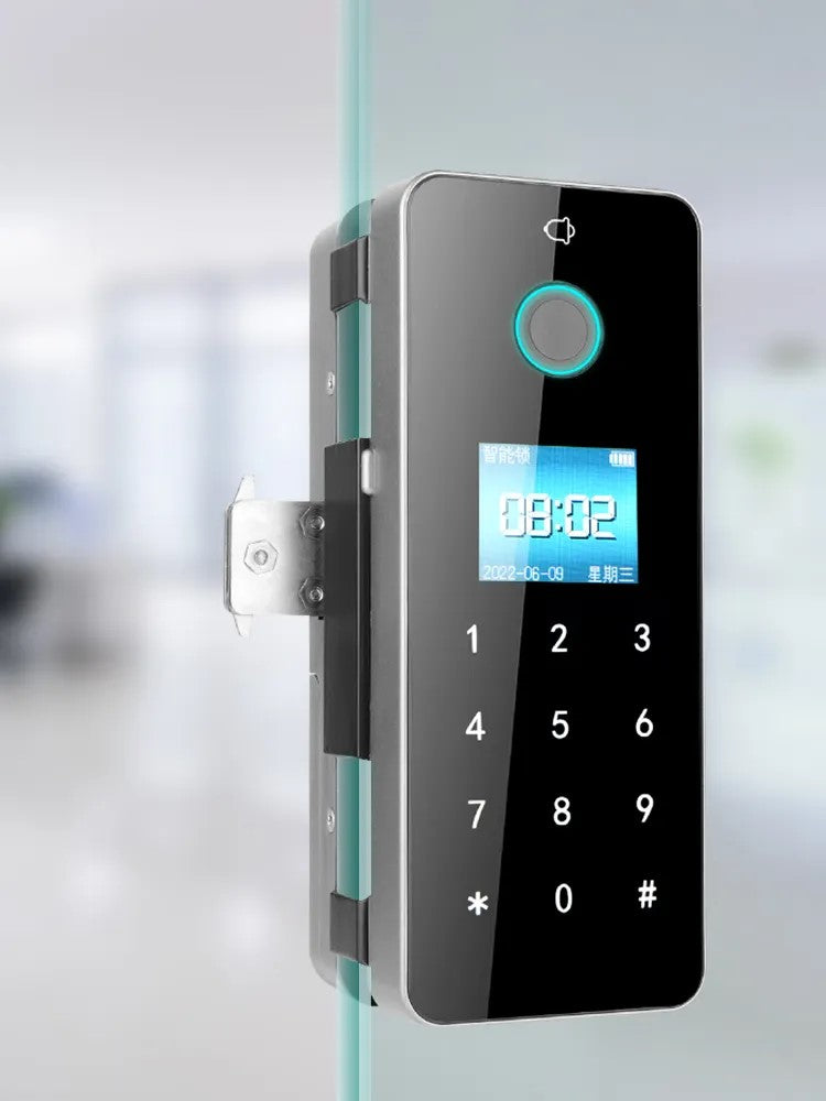 FPGL-01 Fingerprint Card Pin Key Remote App Glass Door Lock Battery Operated with Passive Mode