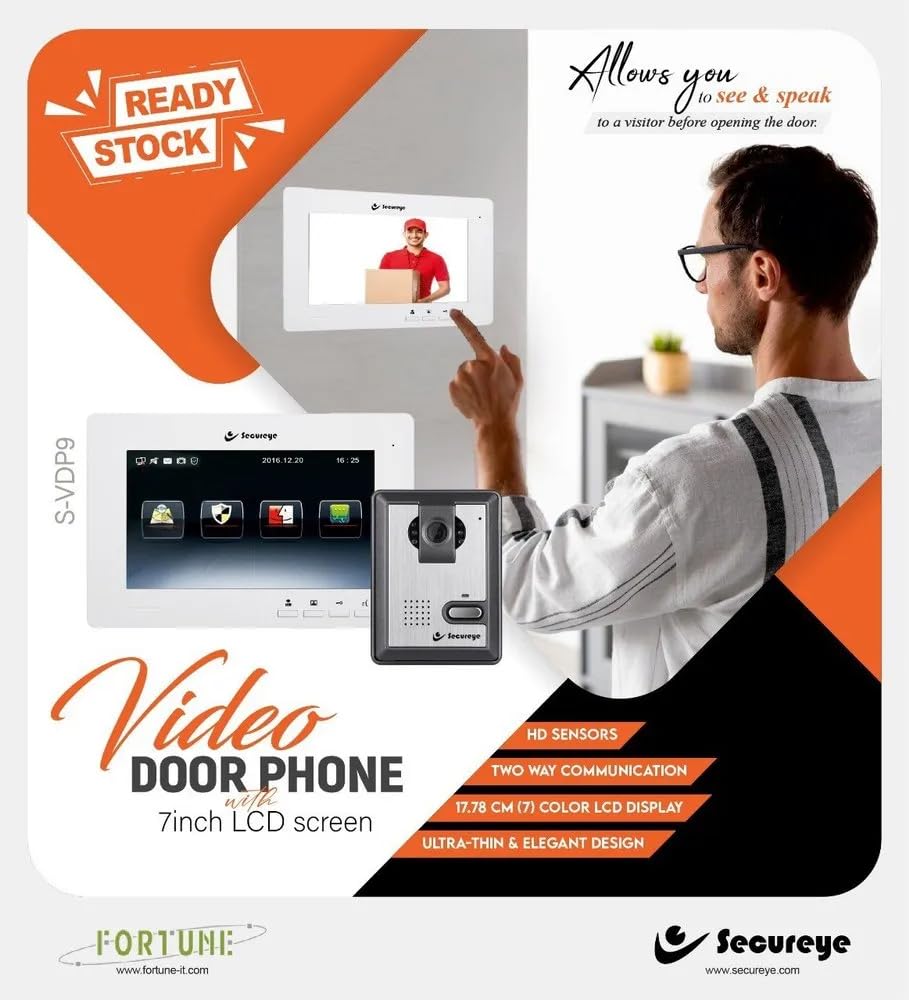Combo-CN219 Electronic Door Lock+ WiFi Power Supply + 3 Remotes with Secureye Video Door Phone System (VDP9 7 Inch)