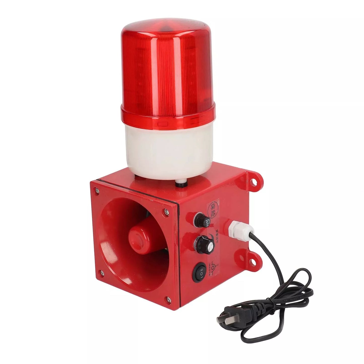 Navkar Systems Warning Lamp 120DB Audible Visual Alarm Security Strobe Light Plug 220V