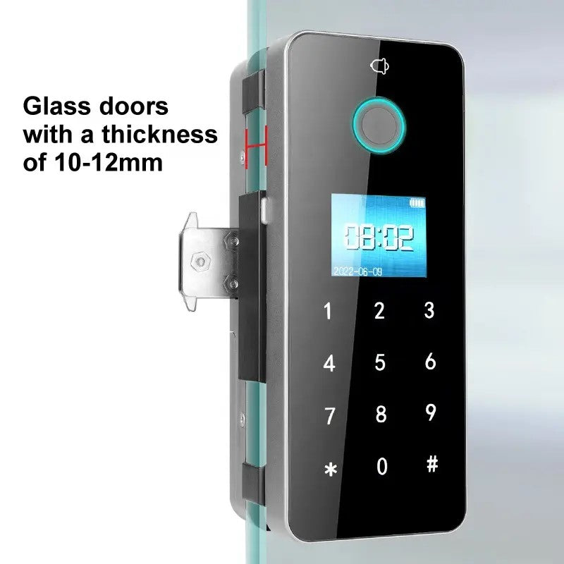 FPGL-01 Fingerprint Card Pin Key Remote App Glass Door Lock Battery Operated with Passive Mode