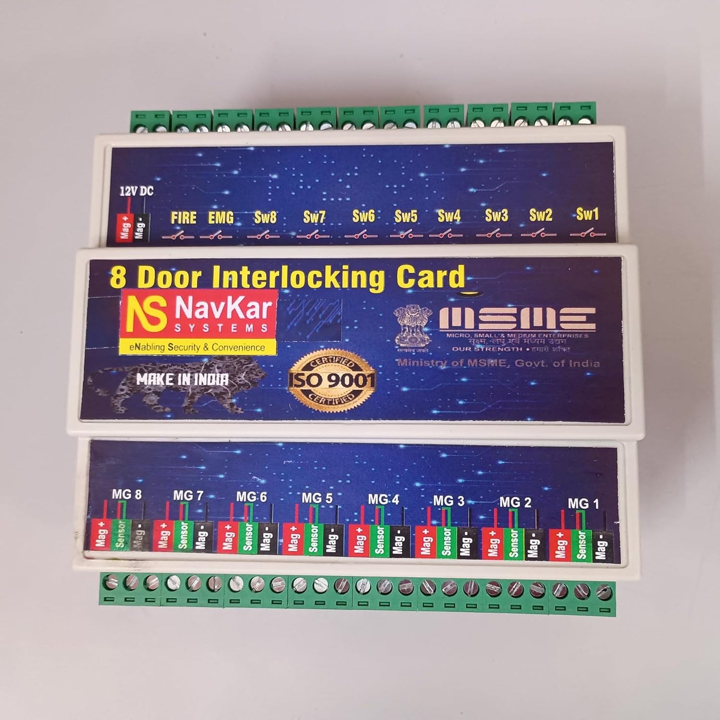 (Combo-CN36) 8 Door Interlocking Controller 1 Nos with EM Lock 600 Lbs Feedback 8 Nos Exit Button 16 pc & 12v 5 Amp Power Supply