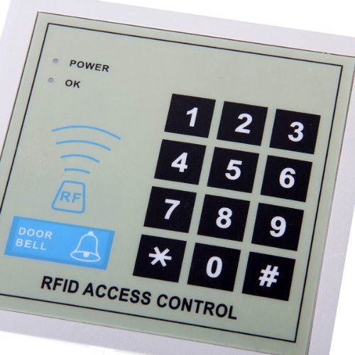 Combo-CN59 RFID Plastic and Glass Door Lock Access Control System with 10 Keyfobs, Silver