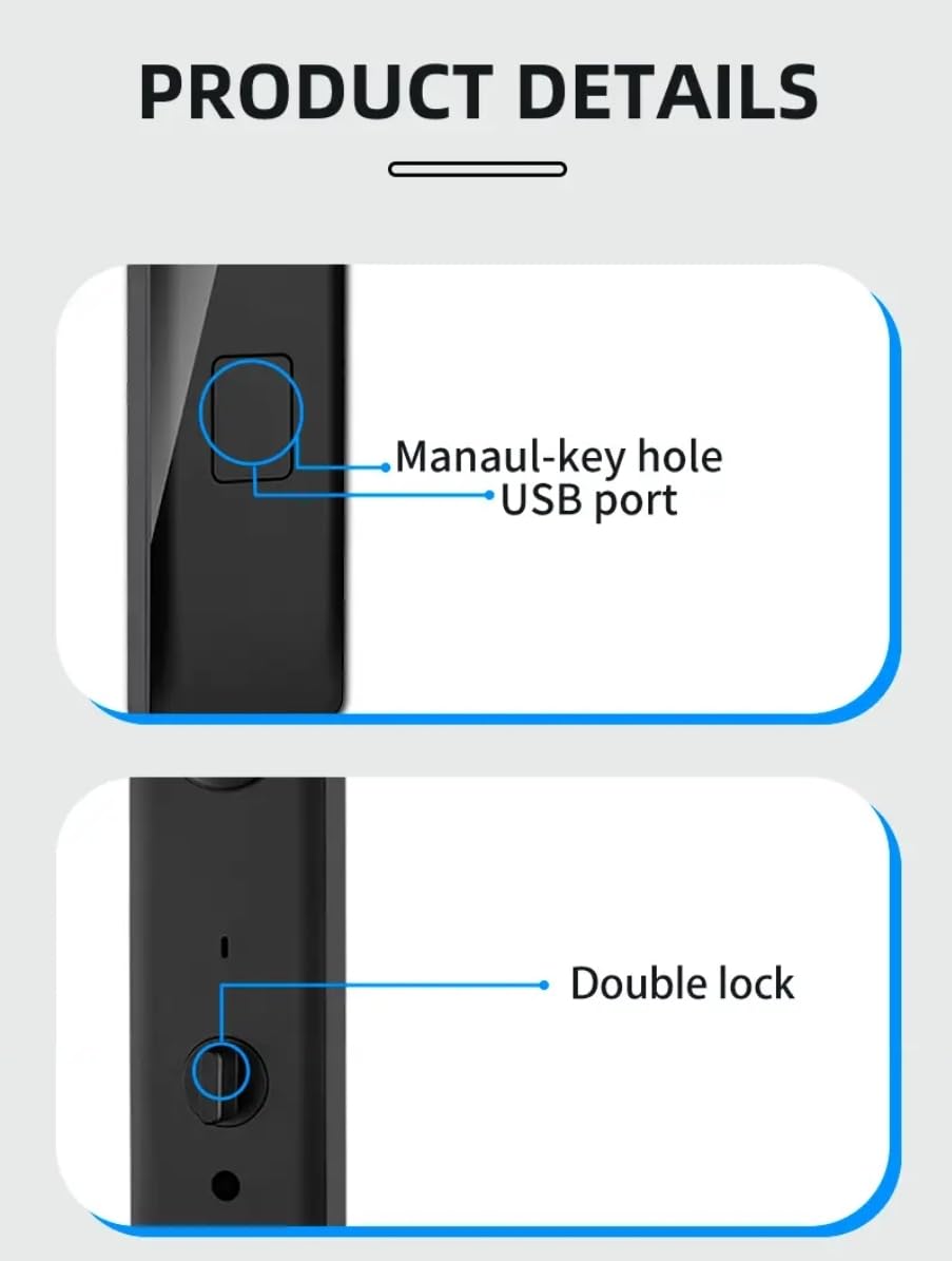 NeoBL-05 Smart Digital Keyless Fingerprint Lock for Main,Safety,Bedroom & Office Door with Password,Smart Card,Mechanical Keys & WiFi Smart Life Mobile App Control(35mm to 70mm Door Thickness)