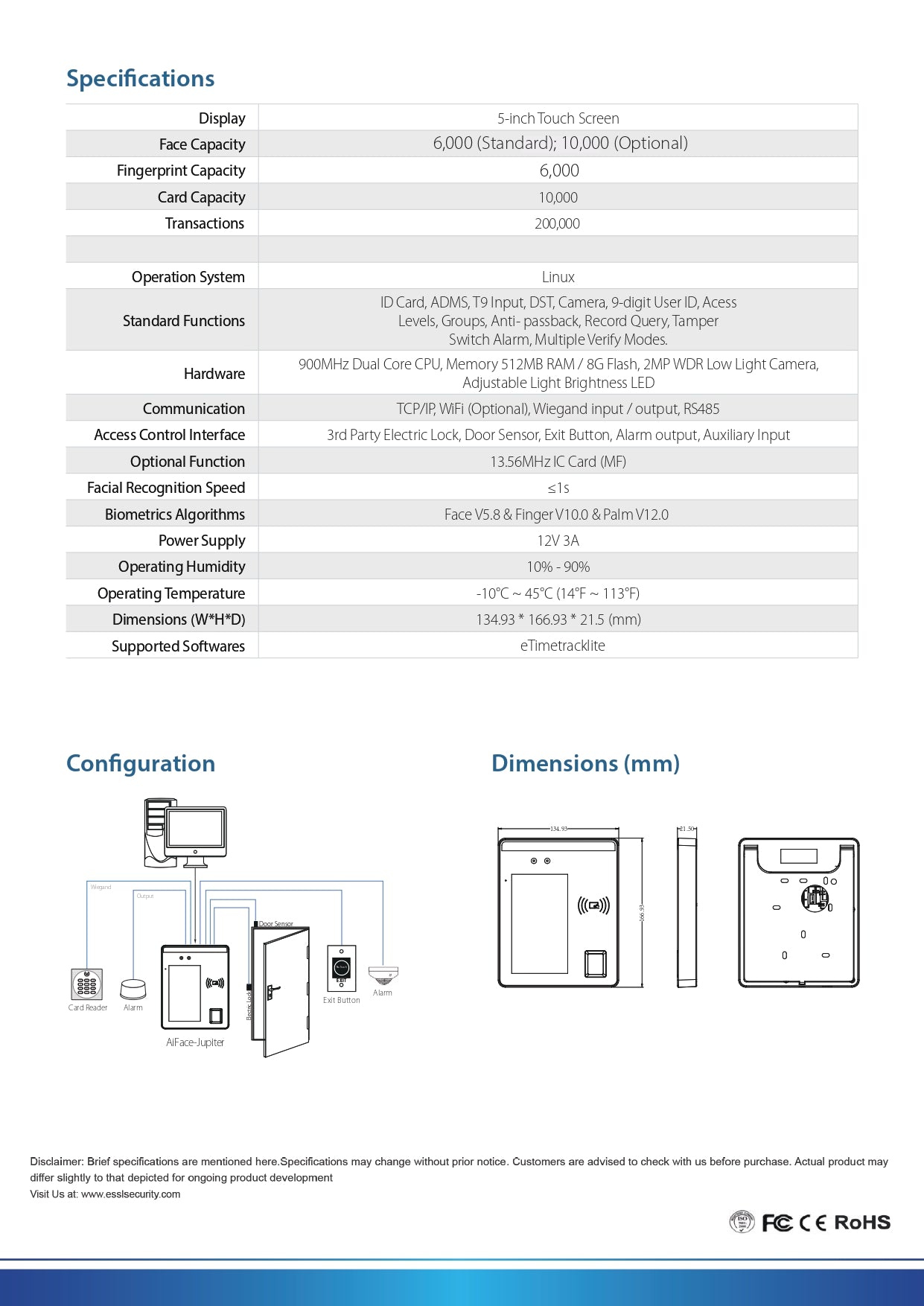 eSSL Aiface - Jupiter Time & Attendance (Fingerprint)