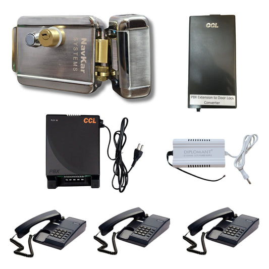 Combo-CN217 Electronic Lock with CCL Door Lock Convertor working on 4 Line Intercom with Beetel C11 Phones