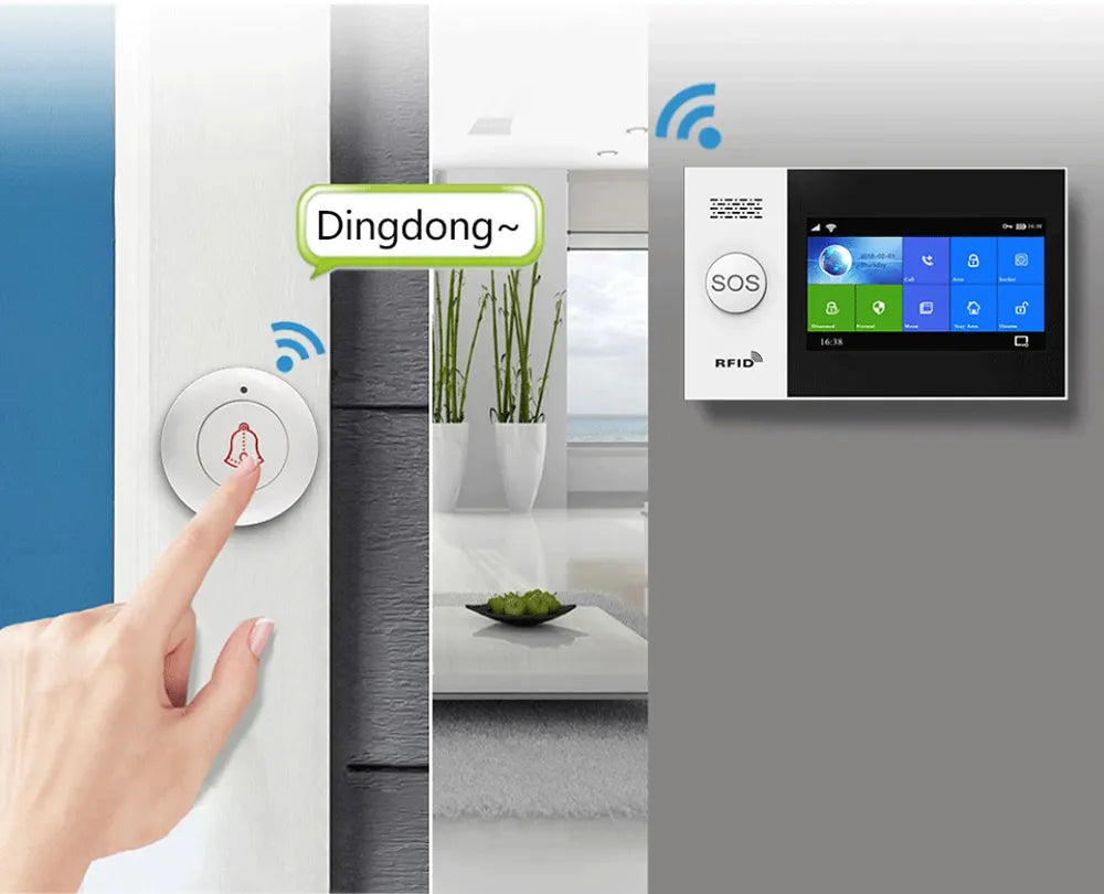 ACJ-407 Tuya WiFi Alarm System 4.3 Inch Screen Home Burglar Motion Detector WiFi & GSM Alarm System
