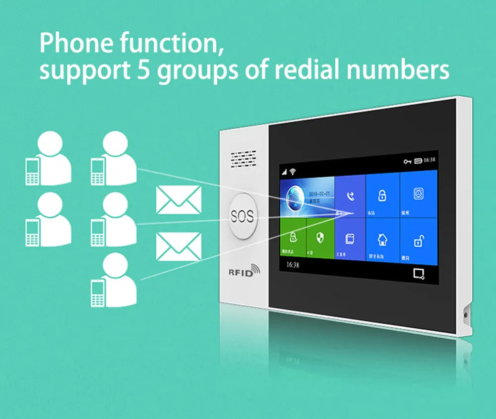 ACJ-407 Tuya WiFi Alarm System 4.3 Inch Screen Home Burglar Motion Detector WiFi & GSM Alarm System