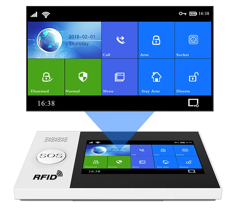 ACJ-407 Tuya WiFi Alarm System 4.3 Inch Screen Home Burglar Motion Detector WiFi & GSM Alarm System