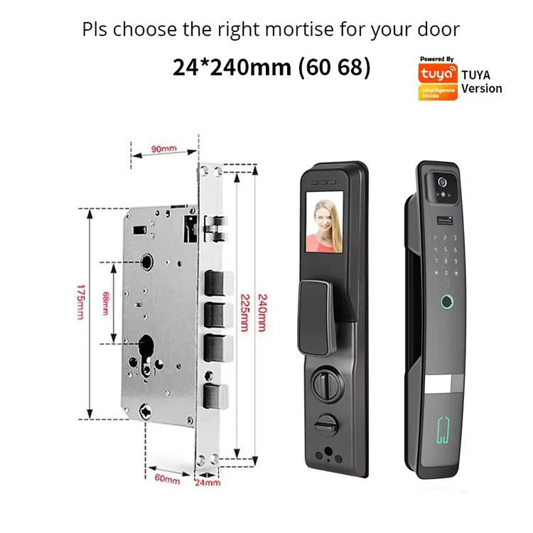 SLX-1 Face Recognition + Fingerprint + Password + Temporary Password + IC Card + Mechanical Key + Remote Unlocking + APP Grey Smart Door Lock