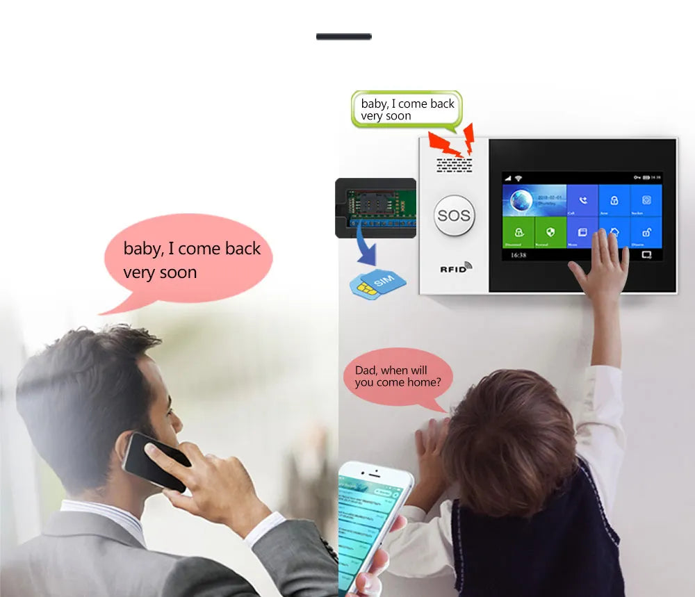 ACJ-407 Tuya WiFi Alarm System 4.3 Inch Screen Home Burglar Motion Detector WiFi & GSM Alarm System