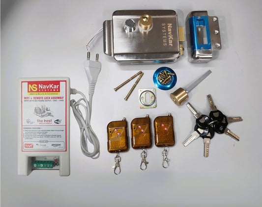 Combo-CN66 Electronic Lock for Metal Gate to Operate by Remote & Mobile App Silver Gold with Installation