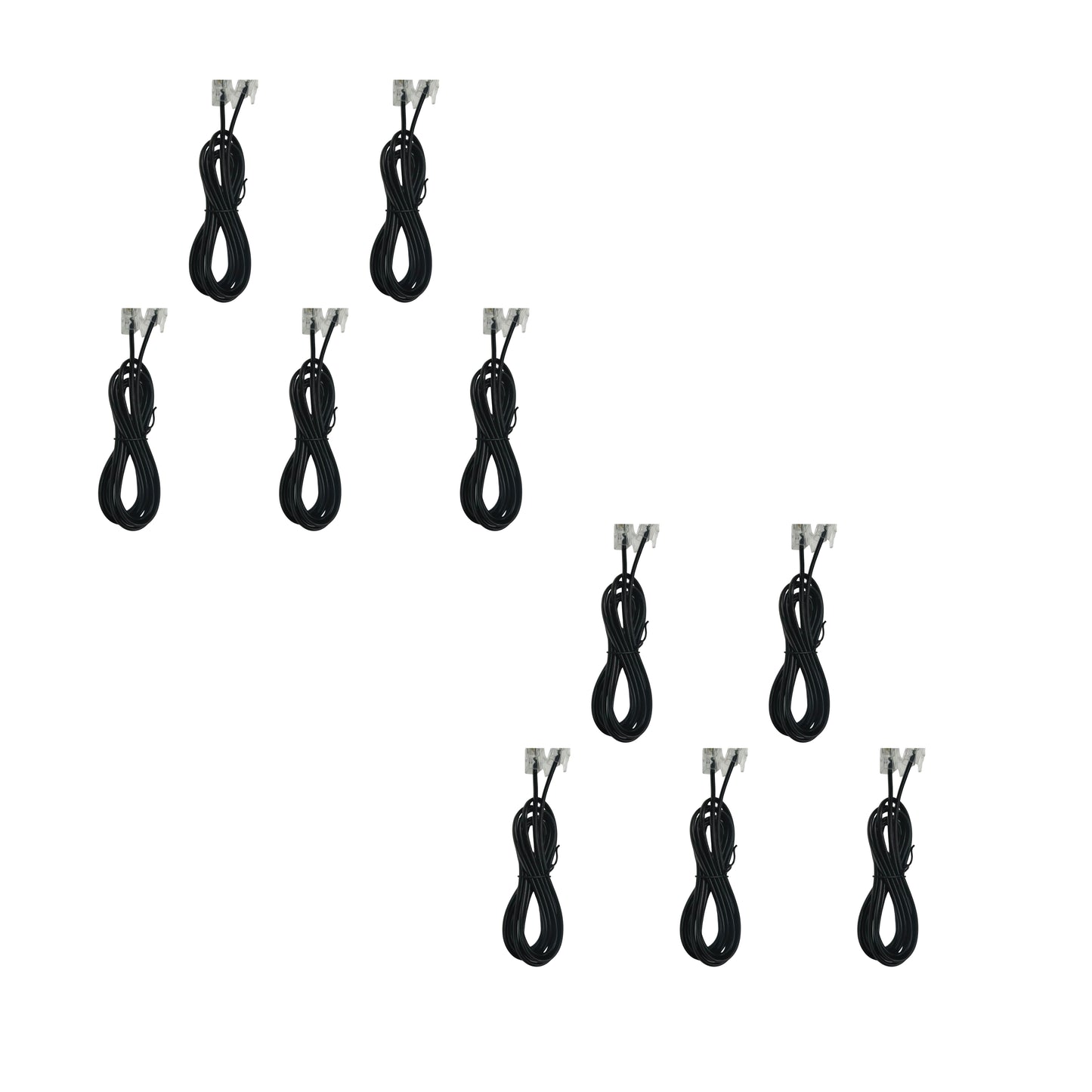 NAVKAR SYSTEMS Set of 10 RJ11 Telephone Cables, 1.5 Meter RJ11 Phone Extension Cord for Landline, Modem & Fax Machine