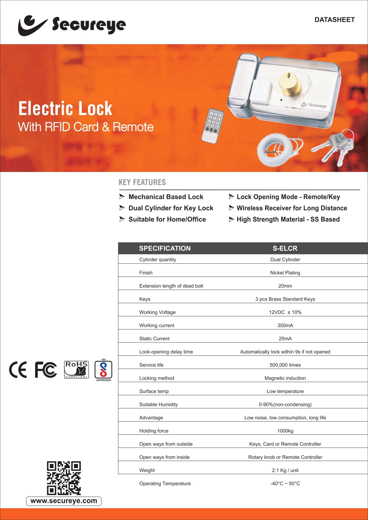 Secureye Rfid Motorised Lock S-ELCR2