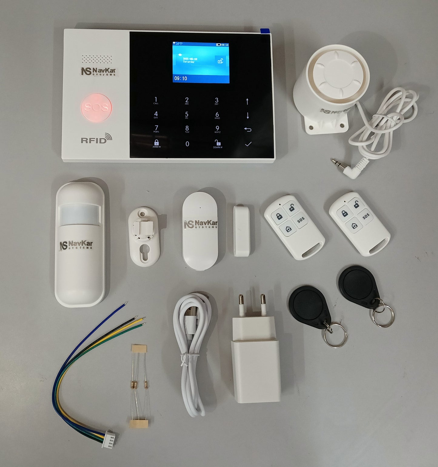 Combo-CN253 Touch Home Security System Kit with Tuya WiFi Siren with 2 remotes and 12V Power Supply (Get Alarm remotely Anywhere in The World Through Your WiFi Security System)