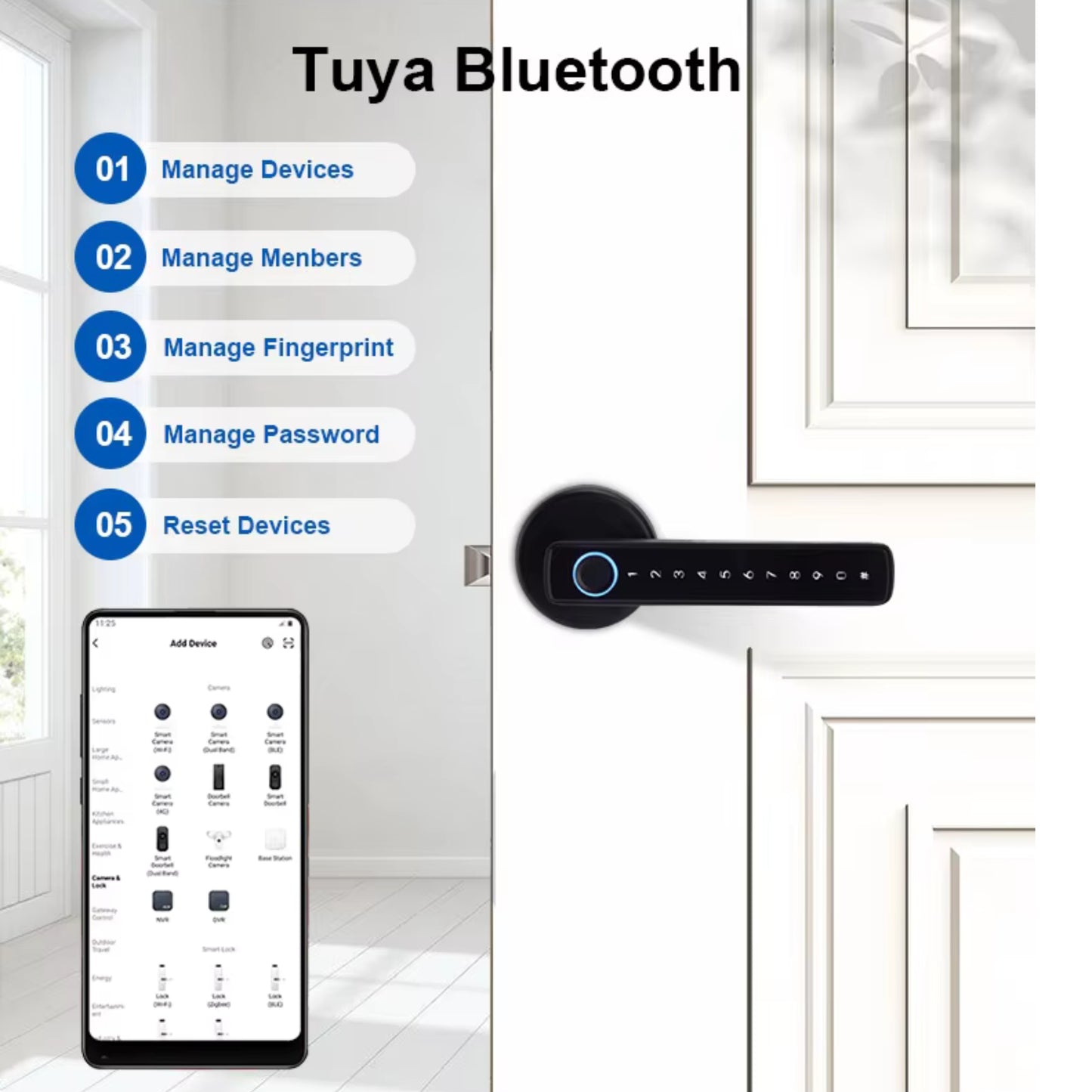 FPHL-900 Navkar Systems Intelligent Tuya App Handle Fingerprint Lock High Security Password Electronic Smart Door Lock