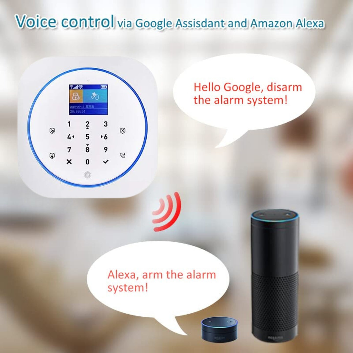 ACJ-402 Wireless Full Home Security Smart Alarm System | Wireless Door/Window Open Alarm, PIR Motion Sensor with RFID & Remote Control | SMS/Phone Alert and User Password Protection