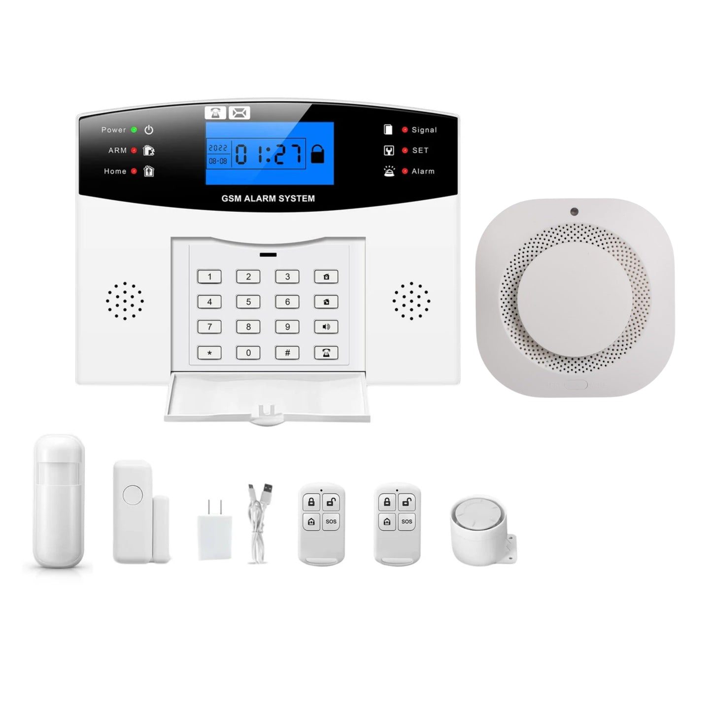 NAVKAR SYSTEMS Combo-CN306 ACJ-400 Home Security Alarm System Complete Kit with 1 Wireless Smoke Sensor SMK-43 | Smart Anti-Theft Security System with App Alerts, SMS & Call Notifications