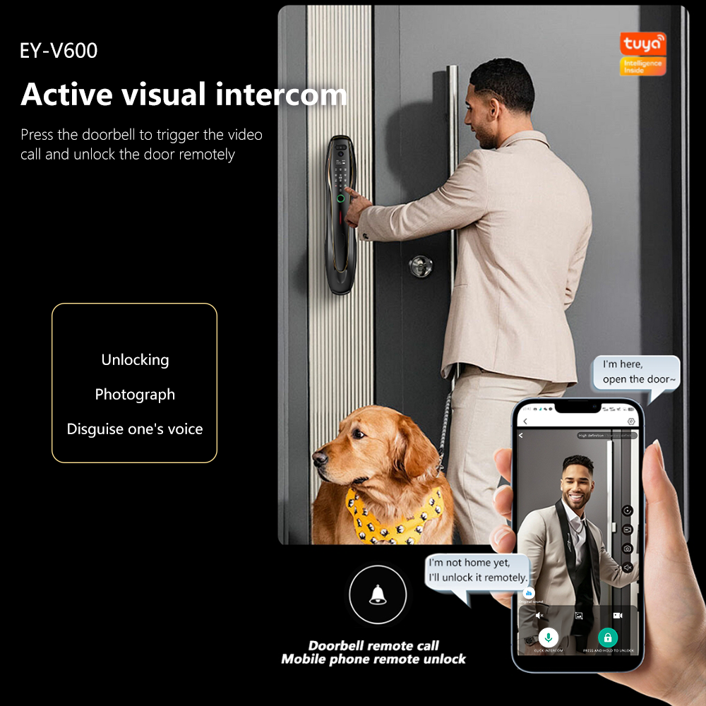 SLZ-1 Automatic Tuya Wifi Smart Door Lock Camera Key Card Cloud Data Aluminium Wood Doors Face Recognition Smart Lock
