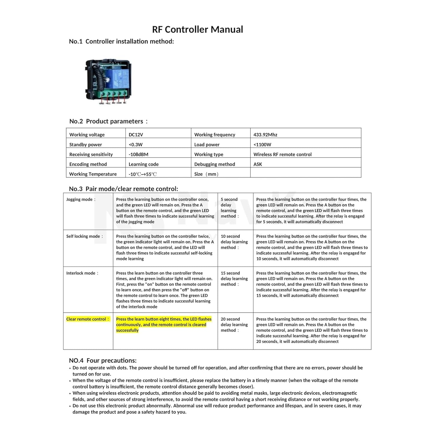 Combo-CN286 (RR-120143) Remote Receiver with 2 (RM-WH0143) White Remotes for Electronic or EM Door Lock