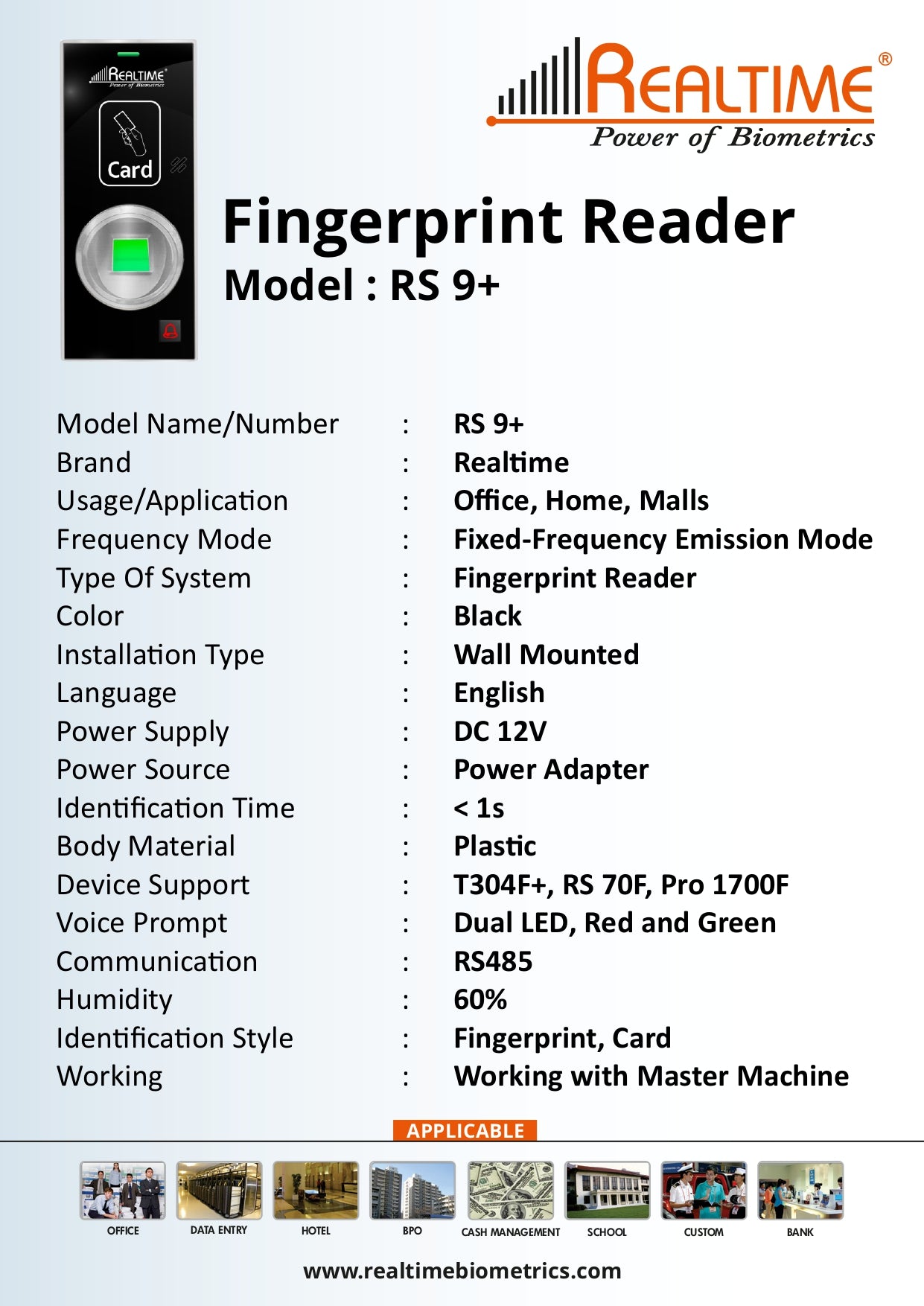 Combo-CN76 Realtime RS70F + RS9 Plus Fingerprint Professional Access Control With Slave Reader