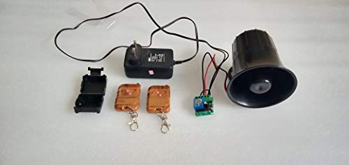 12V Siren with Remote Receiver, 2 Remotes and Adapter