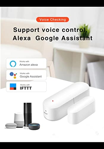 MC-TY Tuya Smart Door/Window Contact Sensor,Real-Time Monitor,Instant Push Notification,Battery Included,Easy Installation,Work with Alexa, No Hub Required, Works on Wifi