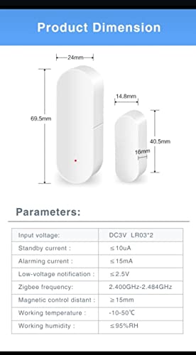 MC-TY Tuya Smart Door/Window Contact Sensor,Real-Time Monitor,Instant Push Notification,Battery Included,Easy Installation,Work with Alexa, No Hub Required, Works on Wifi