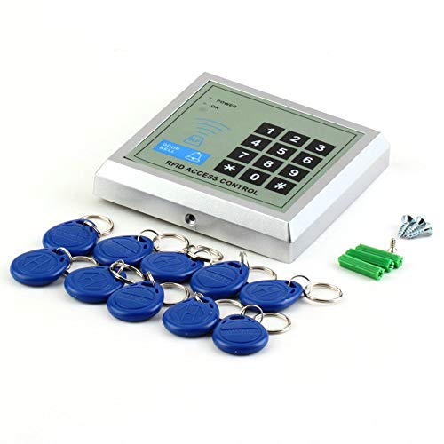 Combo-CN40 Full RFID Door Access Control System Kit Set (600 Lbs Electro Magnetic Lock + Armature Faceplate + Access Control Power Supply + Push Release Button + Proximity Door Entry keypad + 10 Key Fobs)