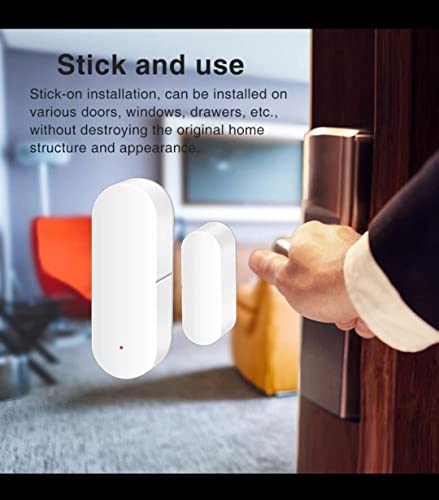 MC-TY Tuya Smart Door/Window Contact Sensor,Real-Time Monitor,Instant Push Notification,Battery Included,Easy Installation,Work with Alexa, No Hub Required, Works on Wifi