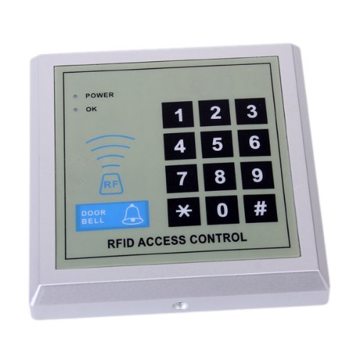 ACJ-5H RFID Plastic and Glass Door Lock Access Control System with 10 Keyfobs, Silver