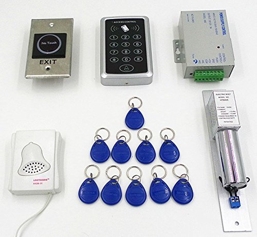 1000 User RFID Access Control System Kit w/Electric Lock ID Key Fob Doorbell
