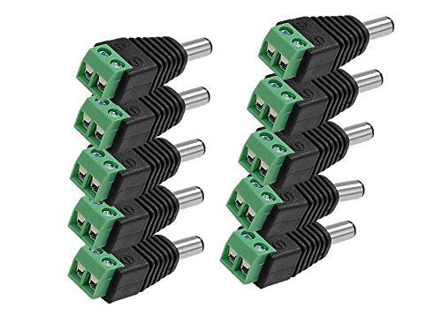 NavKar Dc Connectors Screw Type (Green) for CCTV Camera,(Pack of 10Pcs. Connectors)