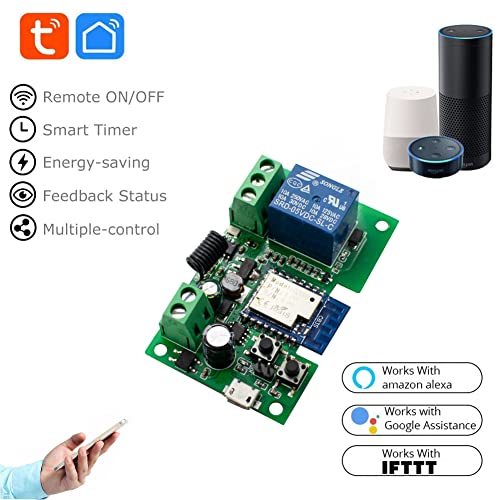 TYP-12 Tuya WiFi Switch Smart 1CH Relay Module DC5V 12V 24V Self-Locking RF433 Receive WI-FI Garage Door Opener Work with Alexa